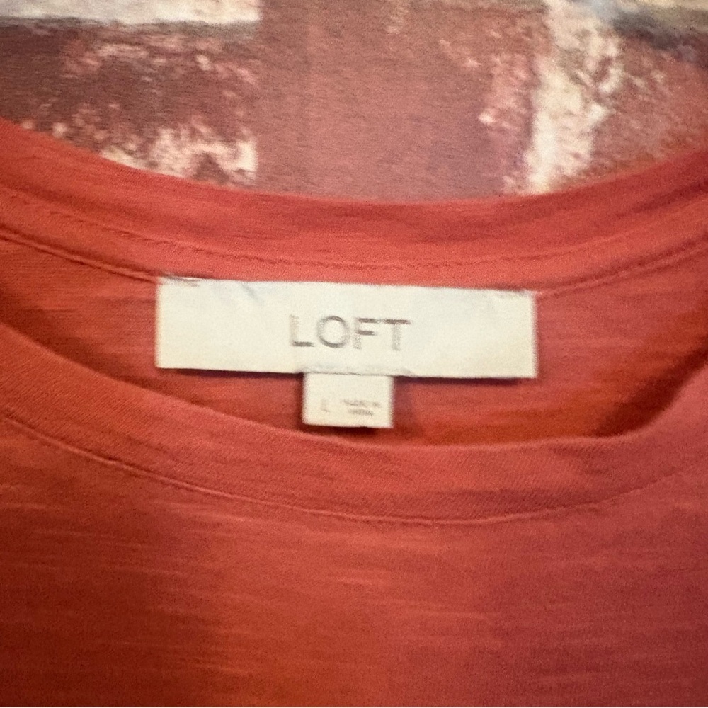 LOFT Rust Ruffle-Hem Short Sleeve Top - Picture 3 of 7